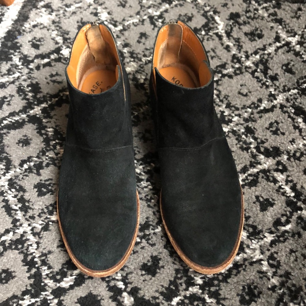 KORK-EASE, Ryder suede back-zip bootie. Leather lining;cushioned leather footbed